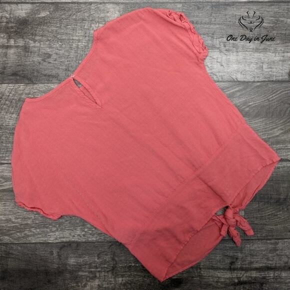 Buffalo David Bitton Short Sleeve Tie Front Top Size S - Picture 5 of 5